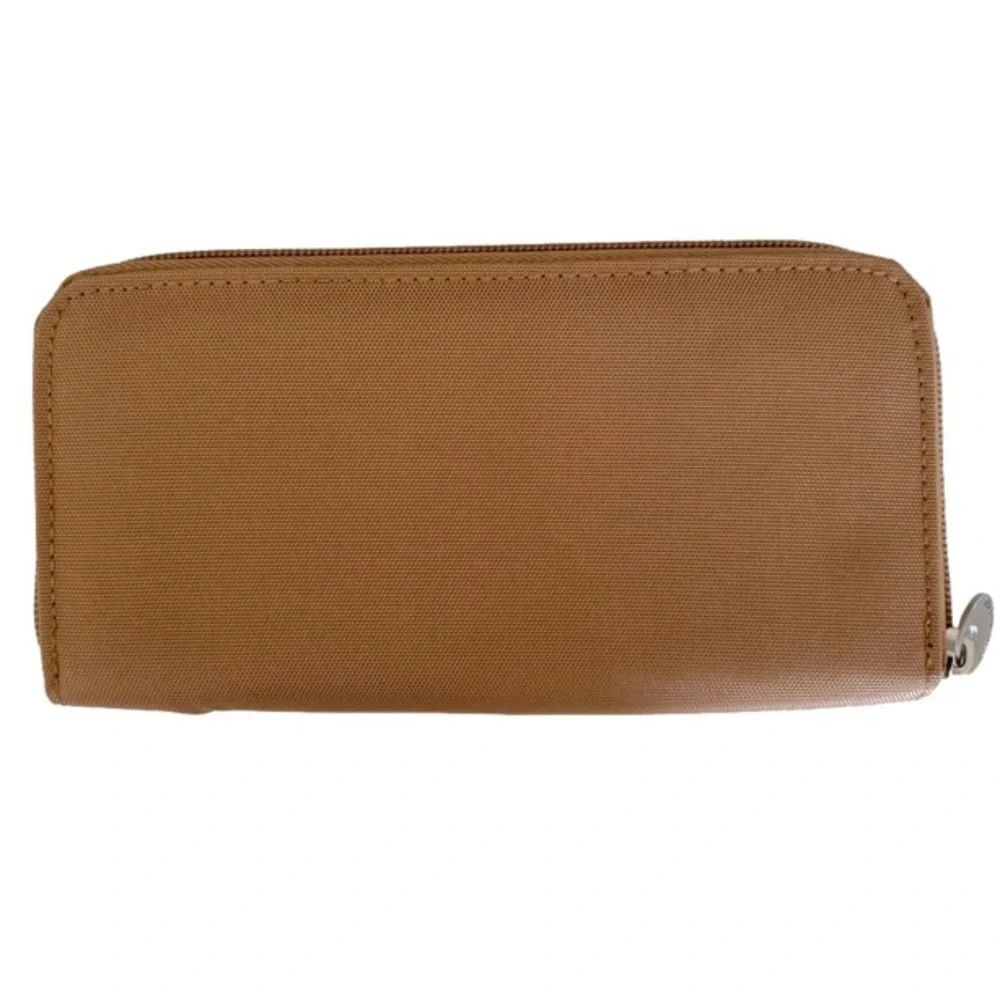 TRAVELON Wallet RFID Blocking Zip Around Multi Pocket Tan/Orange NWOT